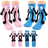 ONKZMORA 2 Pairs Funny Kids Holding Hands Socks, Magnetic Cute Crazy Novelty Cotton Socks for Toddler Boys Girls 4-11 Years