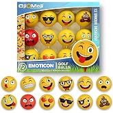 Oji Moji Premium Emoticon Golf Balls - Unique Professional 12-Pack - Novelty Golf Gift for All Golfers, Men, Dads, Women and Kids