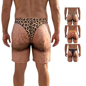 Men's Funny Swim Shorts, Novelty 3D Hairy Legs Beach Trunks Prank Gift | Realistic Hairy Legs Illusion Swimwear with Fake Bri