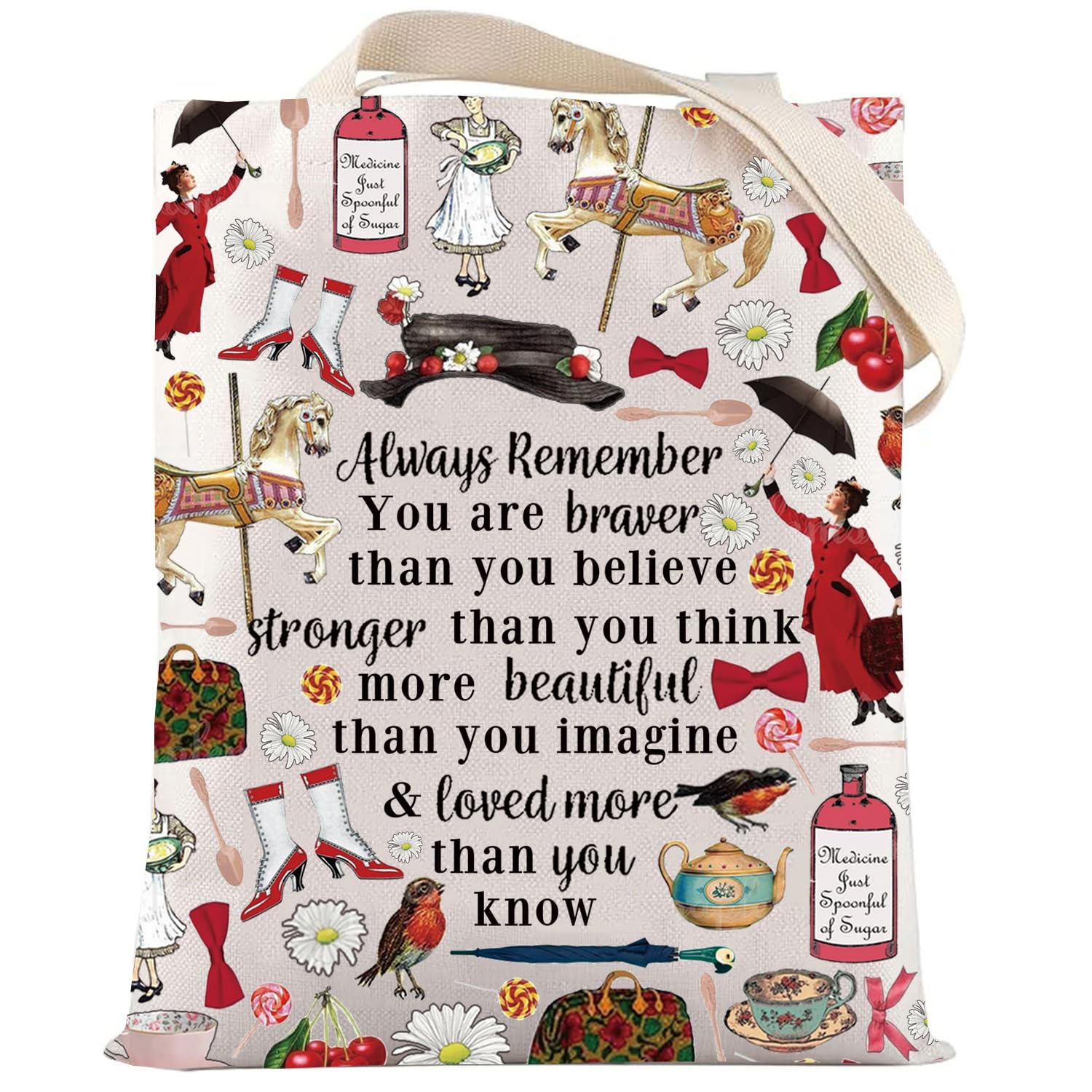 LEVLO Mary Movie Cosmetic Makeup Bag - You Are Braver Stronger Smarter Than You Think - Zipper Pouch for Women Girls (Always Mary Tote) — image 1