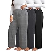 JULGIRL 3 Pack Women's Plus Size Sweatpants, High Waist Wide Leg Pants, Loose Casual Pajama Pants, Yoga Pants with Pockets