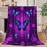 Butterfly Blanket Purple Butterfly Fleece Throw Blanket Super Soft Fuzzy Plush Cozy Warm Butterflies Decor Stuffed Bedding Blankets Gift for Boys Girls Men Women Kids & Adult 50"X40"