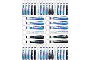 Highergo 60 Pcs Suicide Prevention Awareness Silicone Keychains Bulk Purple Teal Ribbon Awareness Key Rings with Inspirational Messages for World Suicide Prevention Day Men Women Teens Kids