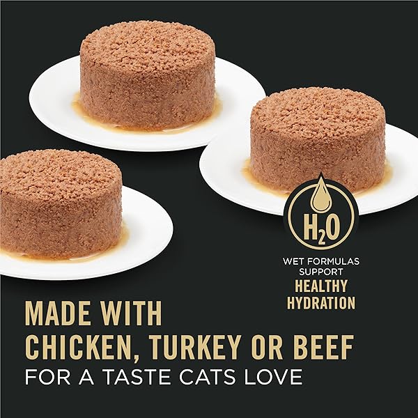 PURINA PRO PLAN COMPLETE ESSENTIALS CHICKEN, TURKEY AND BEEF GRAIN FREE WET CAT FOOD VARIETY PACK – (24) 3 OZ. CANS