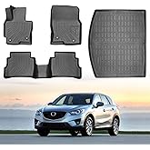 Car Floor Mats for Mazda CX-5 2013-2016 All Weather TPE Floor Liner & Trunk Cargo Mat Waterproof Anti-Slip Full Set Carpet for Mazda CX5 2016 2015 2014 2013 Automotive Accessories Black
