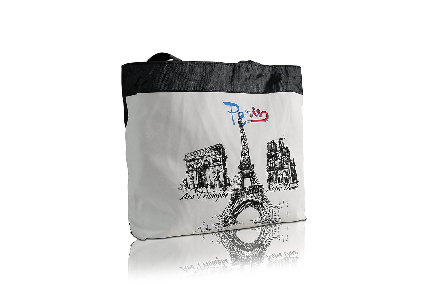 mstick women's zipped fashion canvas tote large space zipper hand bag - arc triomphe paris