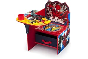 Delta Children Chair Desk With Storage Bin - Greenguard Gold Certified, Spider-Man, Arm Rest, Cushion Availability, Engineered Wood