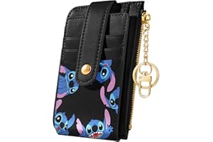 MULAFNXAL Mulafnxzl Slim Card Holder Wallet for Women Teen Girls Thin Small Leather Wallets for Kids Ladies Female Cute Cartoon Tiny Rfid Blocking Multi Credit CardHolder Bifold Purse Zipper Coin Pocket,Black