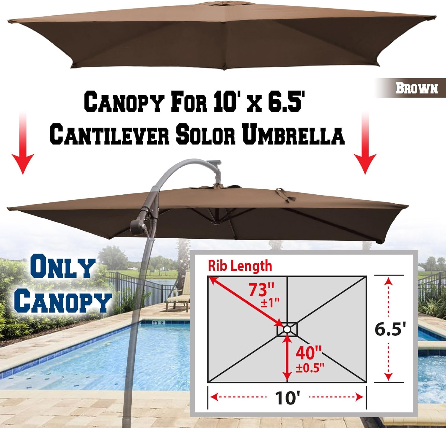 Amazon Com Benefitusa Replacement Canopy Cover For 10 X 6 5 Cantilever Patio Umbrella Offest Parasol Top Replacement Brown Garden Outdoor