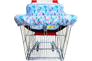 Gowraps 2-in-1 Shopping Cart and High Chair Cover-Grocery Cart Cover for Babies Toddlers Infants Resturant Highchair Cover-Padded Folds to Portable Pouch for Baby Boy Girl (Plants)