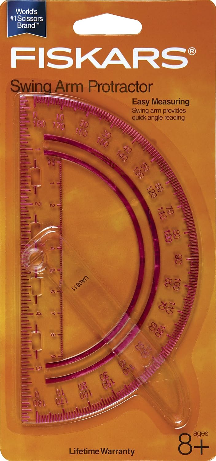 Fiskars 12-95400J Plastic Swing Arm Protractor, Color Received May Vary : Construction Protractors : Arts, Crafts & Sewing