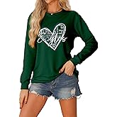 BVUSHM Football Sweatshirt Women Game Day Sweatshirts Football Team Fans Pullover Shirt Crewneck Heart Graphic Long Sleeve