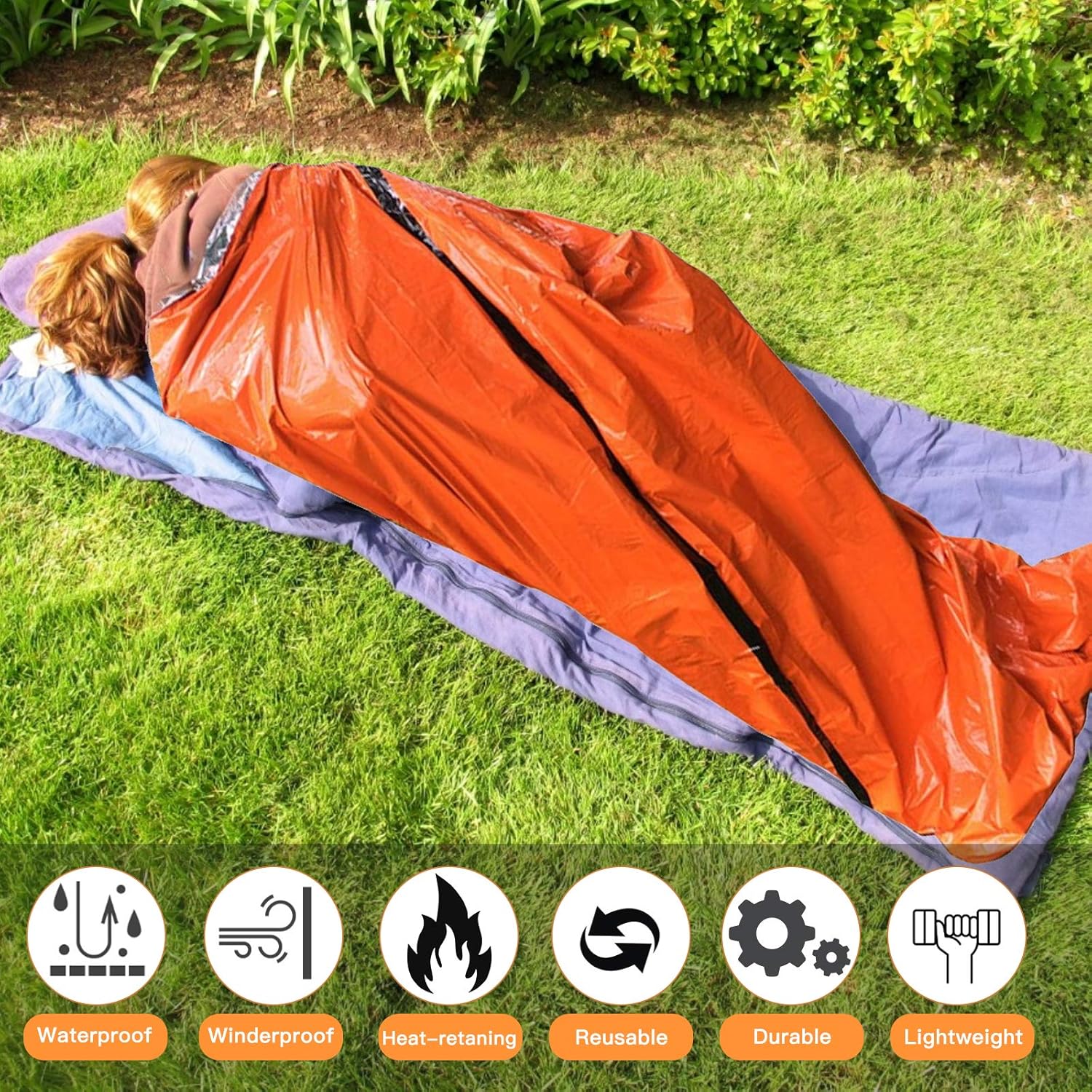 Xtextile 2Pack Emergency Sleeping Bags Lightweight and Compact Sack Survival Sleeping Bag Waterproof Thermal Emergency Blanket Survival Gear for Outdoor Camping, Hiking, Wild Adventures : Sports & Outdoors