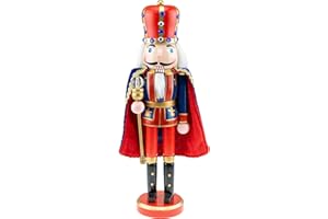 Clever Creations Blue King 14 Inch Traditional Wooden Nutcracker, Festive Christmas Décor for Shelves and Tables