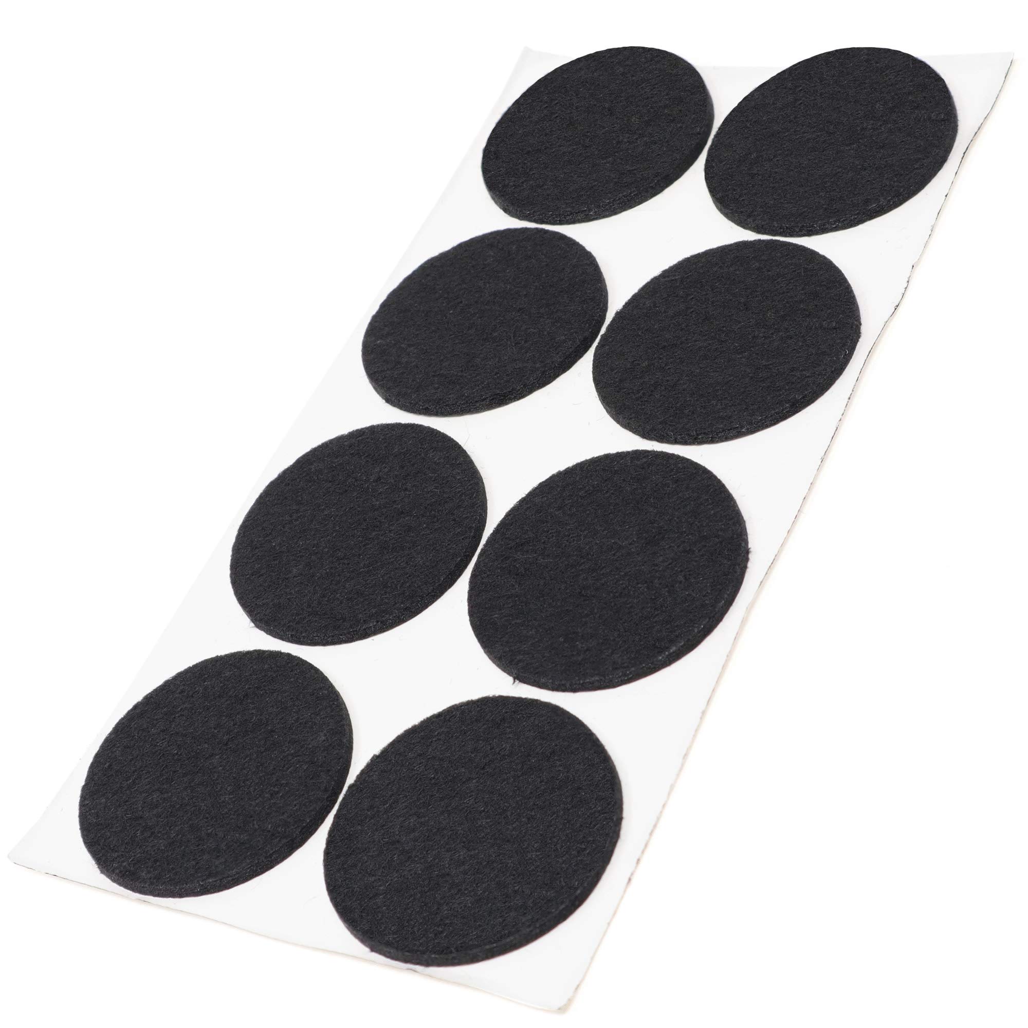 Adsamm® / 8 x self-adhesive felt pads/Black/ø 1.97'' (ø 50 mm) / round / 0.138'' / 3.5 mm thick stick-on furniture felt glides/Furniture & Chair Glides