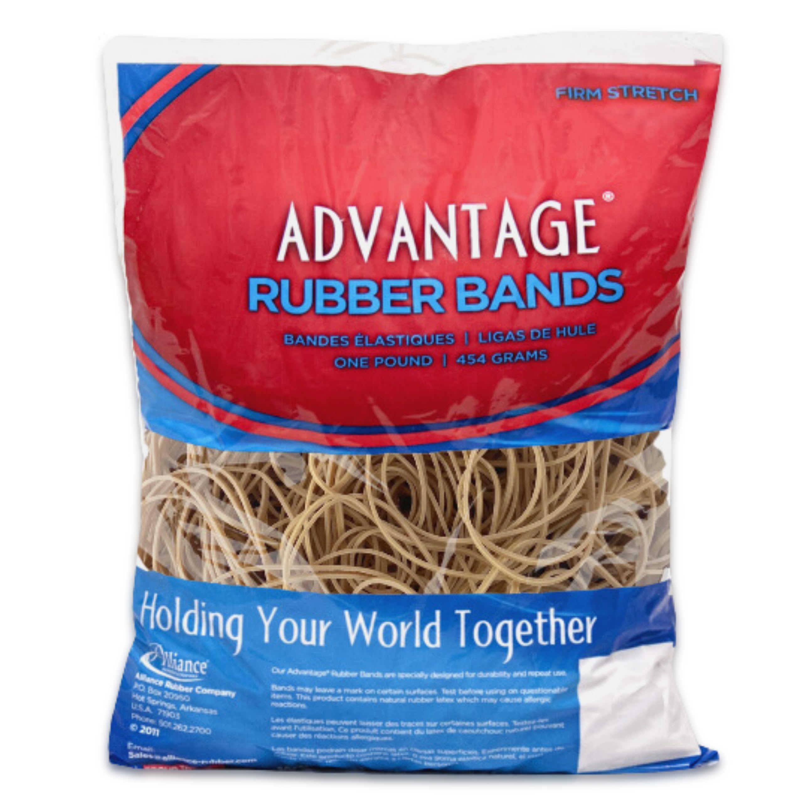 Alliance Rubber 26194 Advantage Rubber Bands Size #19, 1 lb Bag Contains Approx. 1250 Bands (3 1/2" x 1/16", Natural Crepe)