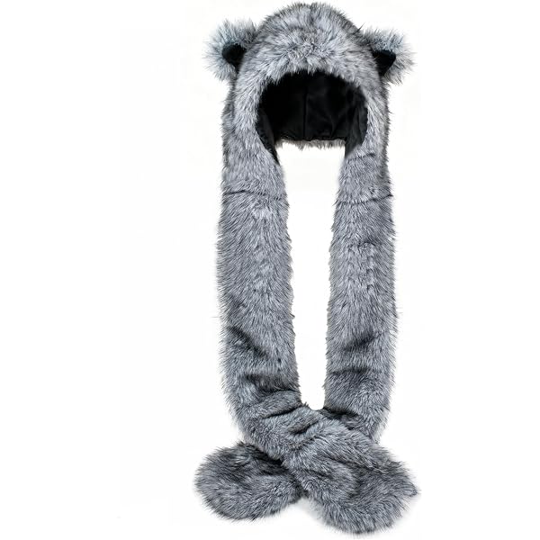 Amazon.com: Winter Animal Hat Faux Fur Hooded Scarf Cute  display picture 1