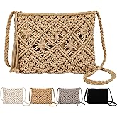 Peicees Crossbody Bag Purse For Women Bohemian Shoulder Bag Woven Crochet Purse For Summer Beach Travel Clutch Handbag