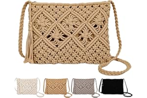 Peicees Crossbody Bag Purse For Women Bohemian Shoulder Bag Woven Crochet Purse For Summer Beach Travel Clutch Handbag