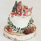 17 Pcs Woodland Animal Cake Toppers Jungle Safari Toppers Forest Wild Animals Figure Creatures Cupcake Forest Cake Topper Kit Decorations for Baby Shower Birthday Party