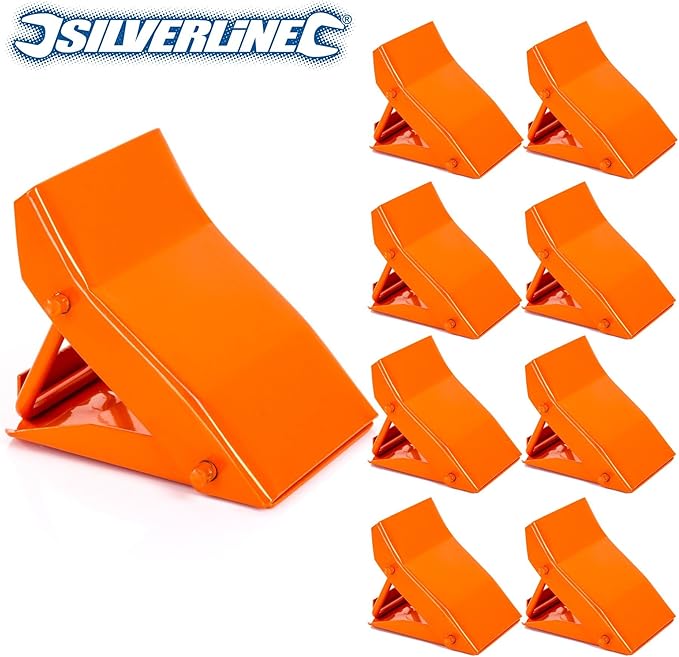 4x Pairs Of Strong Folding Steel Wheel Chocks Ideal For Cars