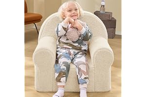 ILPEOD Toddler Chair Sherpa Couch Sherpa Kids Chair, Cuddly Comfy Toddler Plush Chair Toddler Couch Reading Chair for Kids Fuzzy Baby Chair Beige