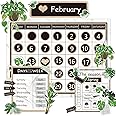 Boho Greenery Calendar Bulletin Board Set Simply CTP Bulletin Board Calendar Seasons Weather Chart Green Classroom Decoration with Season, Weather and Days of the Week Chart, Back to School Decoration