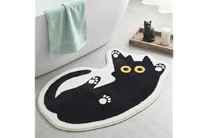 Cute Cat Bath Mat Rug for Bathroom Kitchen - Soft Plush Absorbent Non Slip Animal Bathroom Rugs Decor for Bath Tub Shower Sin