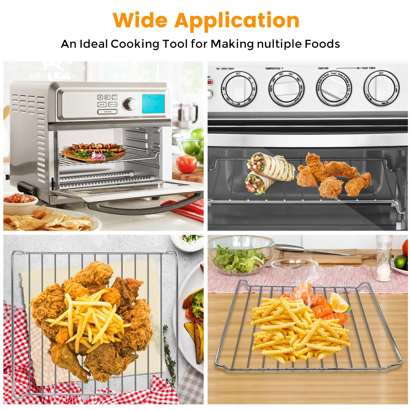 GWY Air Fryer Wire Rack for Cuisinart TOA-60 65 70 Air Fryer Convection Toaster Oven, Air Fryer Stainless Steel Basket Tray Accessories Replacement Parts, Dishwasher Safes