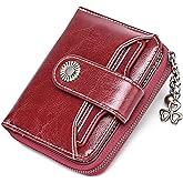 GOIACII RFID Women's Wallet Cute Small Credit Card Holder Ladies Coin Pouch Leather Wine Red