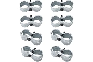 HEASON Chain Link Fence Panel Clamps 8 Set，Metal Cage Dog Kennel Clamps for 1-3/8"/32mm Pipe Panel Frame, Saddle Clamps Fence Connector for Dog Runs Chicken Coops