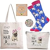 HIGHTERTON Pug Gifts for Women, 5pcs Gift Set for Dog Lovers With Reusable Bag, 50 Stickers, Ideal for Dog Moms and Pet Lovers