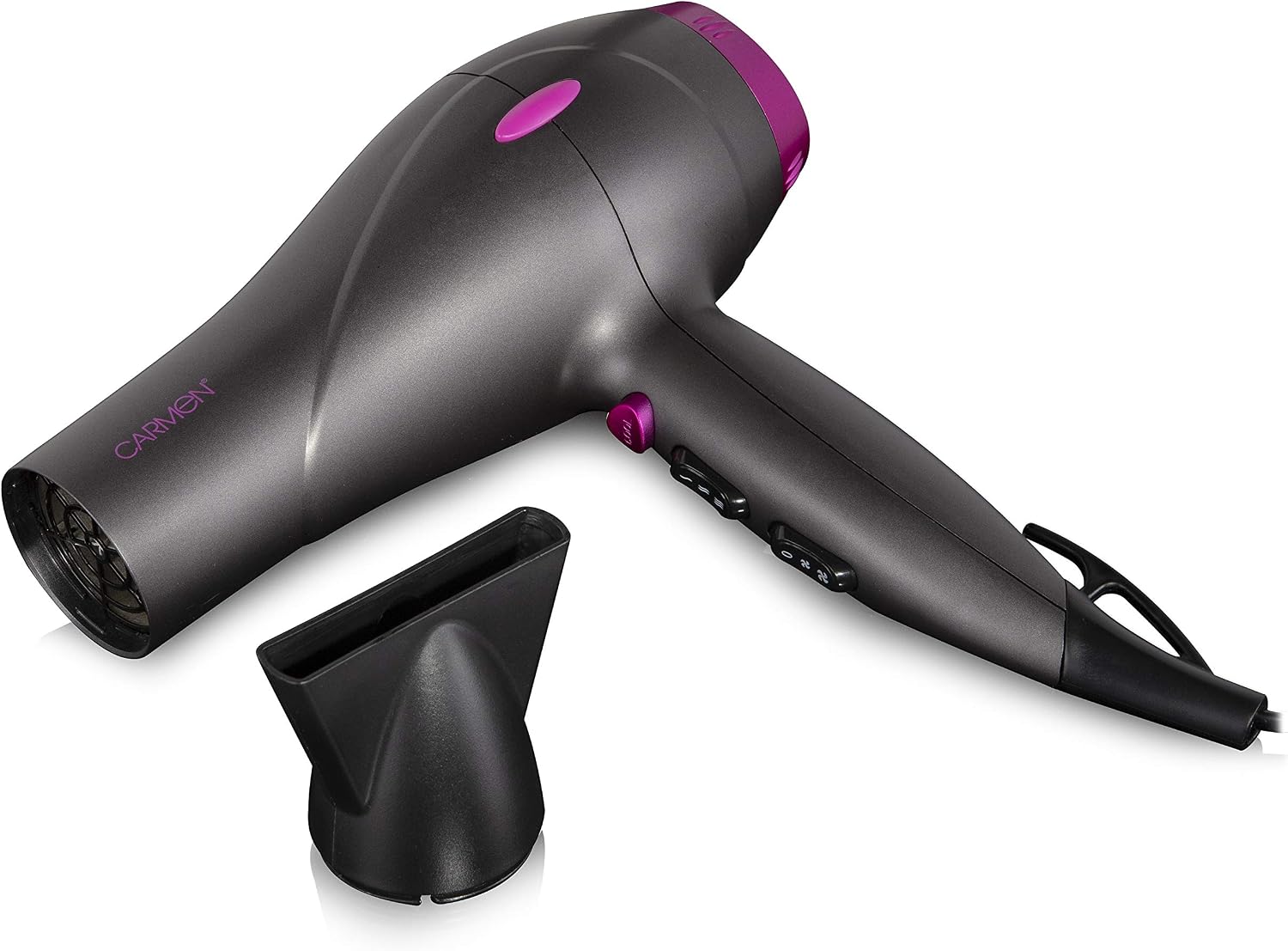 Carmen Neon Hair Dryer Gift Set including Keratin Protech, Diffuser, Concentrator Nozzle, 2000W, Graphite and Pink, C81072 - Image 5