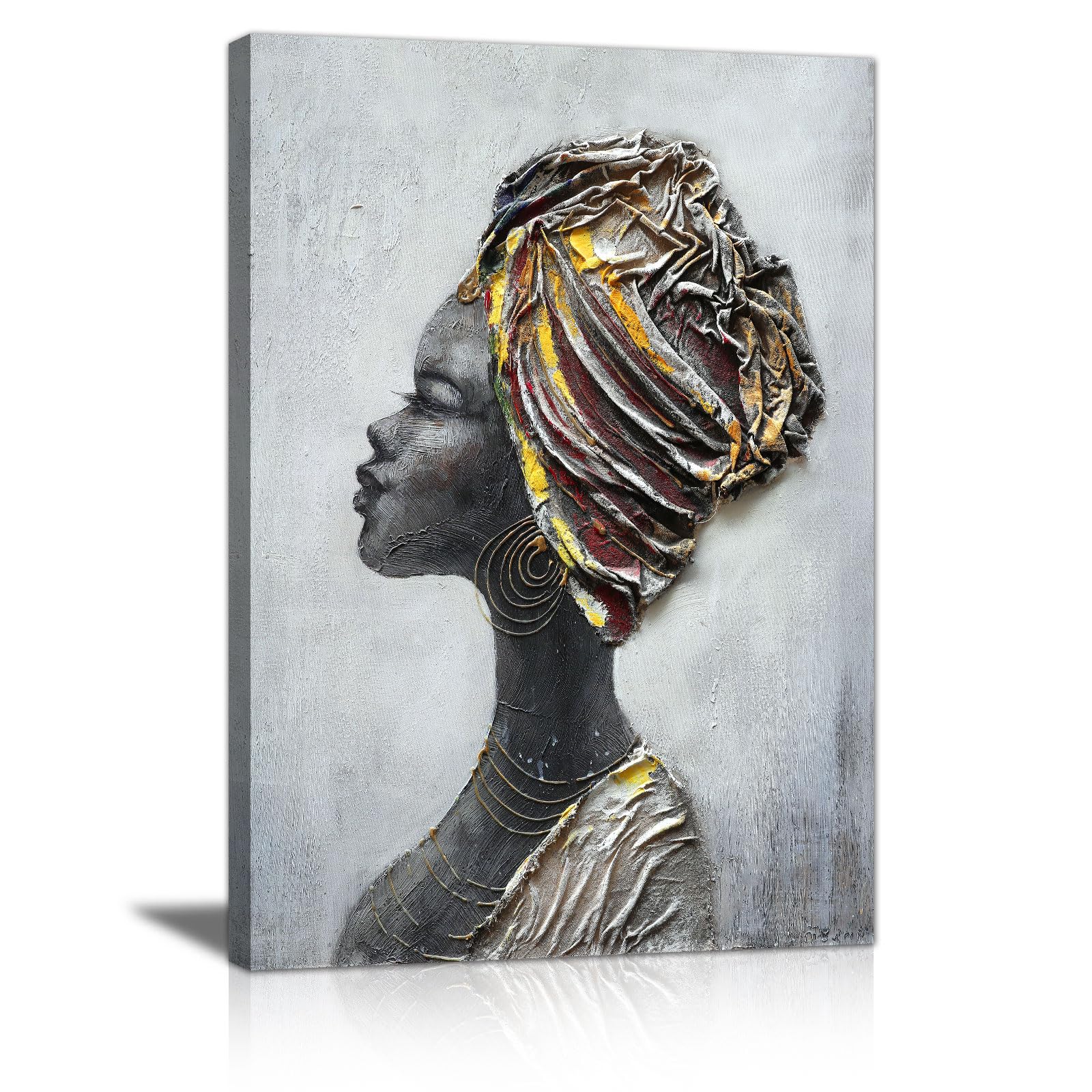 FajerminArt African American Woman Wooden Framed Canvas Wall Art, Abstract Women Pictures Printed Poster Painting on Canvas Wall Decor for Bedroom Living Room Bathroom Ready to Hang 40×60CM