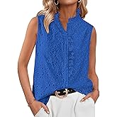 BTFBM Womens Sleeveless Button Down Shirts Ruffle V Neck Casual Hollow Out Eyelet Tops Boho Spring Vacation Blouse 2026
