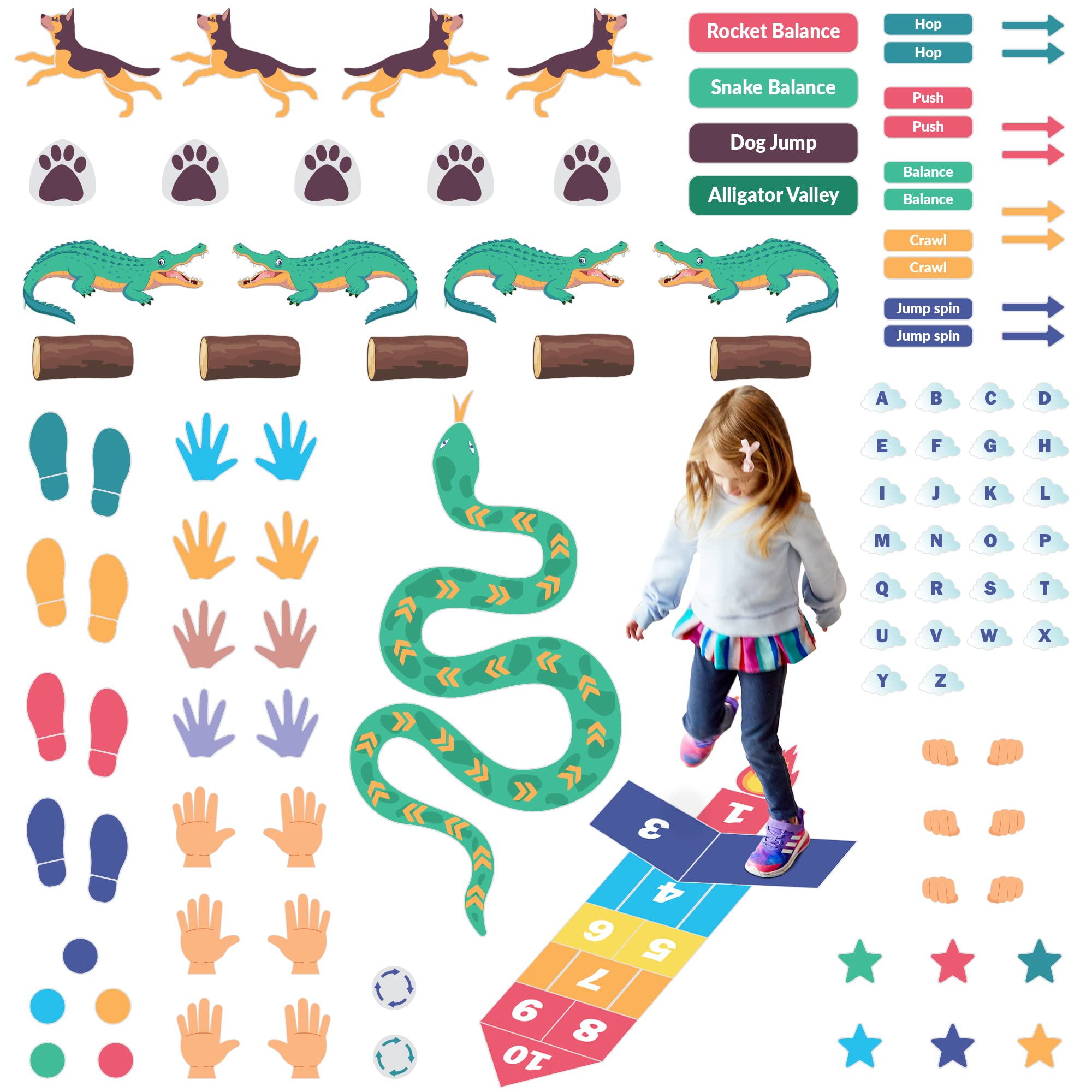 Sensory Path Decals for Floor & Wall | 126 Interactive Stickers for Kids | Sensory Walk & Hallway Decals