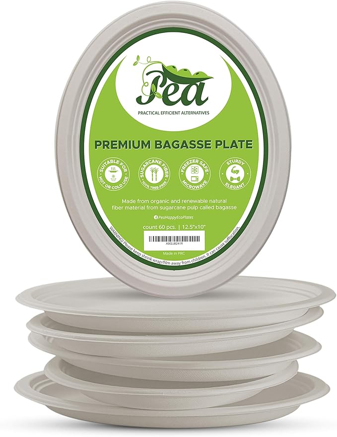 Oval Paper Plates Disposable [60 Pack] Heavy Duty