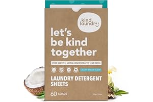 Kind Laundry Detergent Sheets with Powerful Stain-Fighting Enzymes - Biodegradable Plant Powered Eco-Friendly Laundry Soap Sheets - Home or Travel Laundry Detergent (Ocean Breeze, 60 Loads)