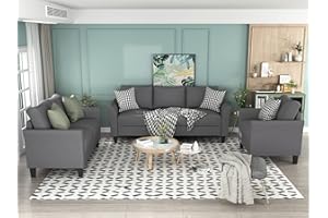 P PURLOVE 3 Piece Sectional Sofa Set for Living Room,Modern Polyester-Blend Sectional Couch Set with Sofa, Loveseat and Armchair,Living Room Furniture Sets for Living Room