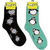 Foozys Women’s Crew Socks | Penguin Animal Themed Fashion Novelty Socks | 2 Pair