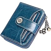 GOIACII RFID Women's Wallet Cute Small Credit Card Holder Ladies Coin Pouch Leather Peacock Blue