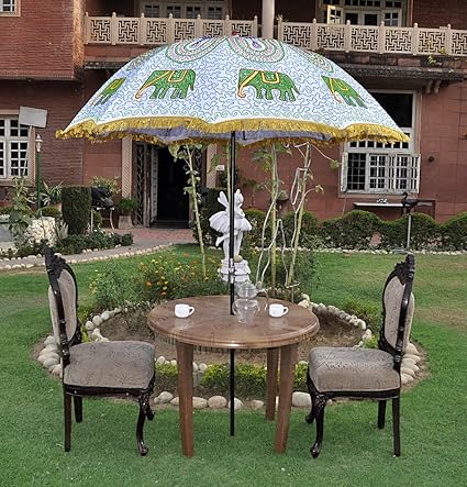 Lalhaveli Sun Protection Garden Parasol Embroidered Umbrella Large 52 X 72 Inches