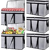 Bodaon 5-Pack Insulated Food Delivery Bag for Hot and Cold Meal, XXX-Large Grocery Tote Insulation Bag for Catering, Pizza Warmer, Cooler/Thermal Bags, Grey