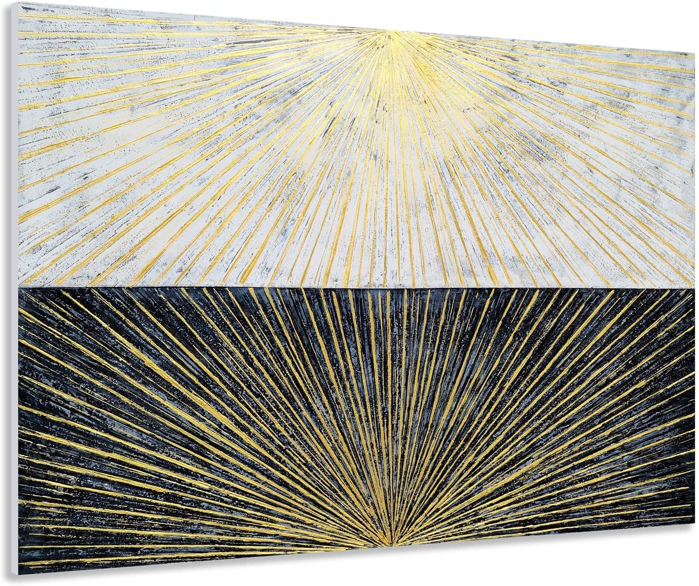 Paintings - GALLERIEWALLA Black Gold White Canvas Wall Art - Hand Painted Abstract Oil Painting for Living Room Decor