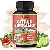 Organic Cadane Citrus Bergamot Extract Capsules & VitC, D3, Zin.C, Berberine, Quercetin, Elderberry, Bromelain, Nettle, Olive and More | Support Overall Health, Immune System, 60capsules