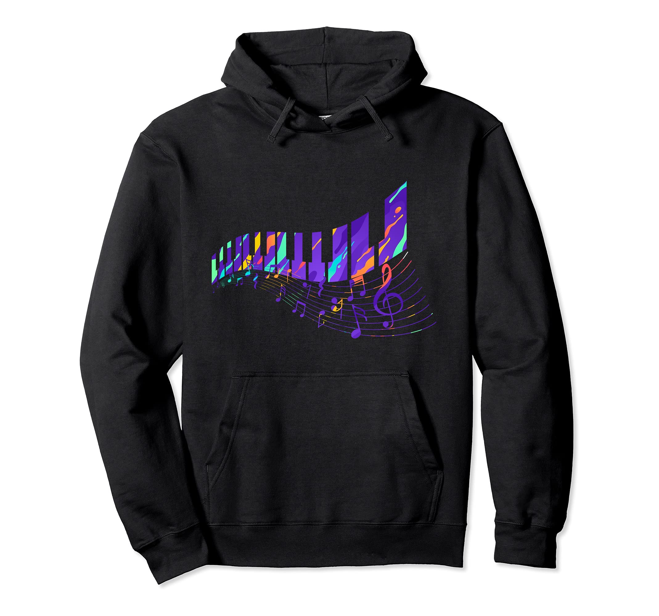 Colorful Music Notes Pianist Musician Keyboard Piano Pullover Hoodie