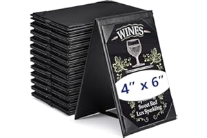 Gerrii Leatherette Table Tents Black PU Leather Menu Covers Bulk Double Sided Frame Sign Holders 2 Side Drink Dessert Menu Folders for Restaurant Coffee Cafe Bar Wedding Supplies(20 Pack,4 x 6 Inch)