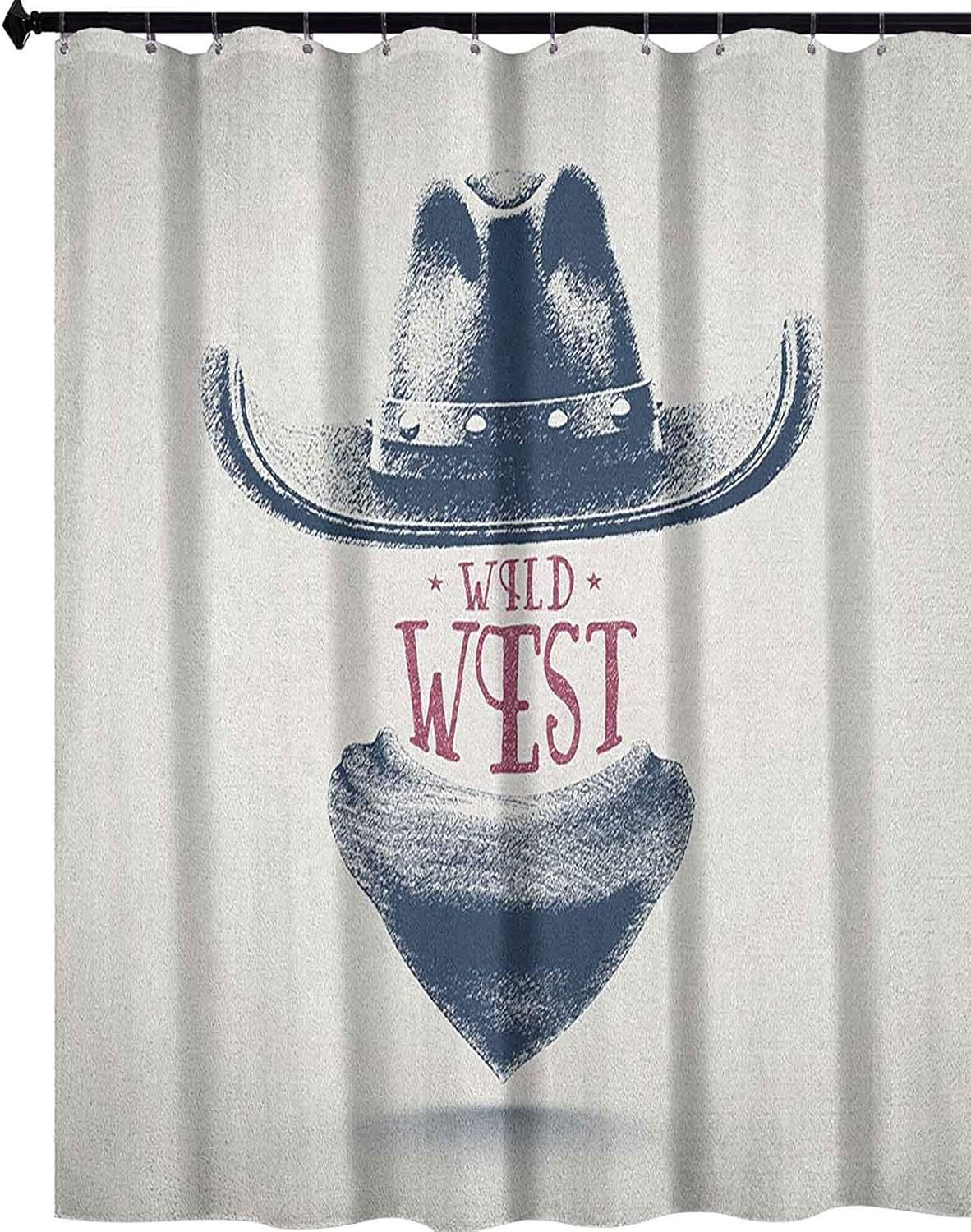 YUAZHOQI Western Shower Curtain Sets Graphic Design of Wild West Cowboy Hat and Scarf Vintage