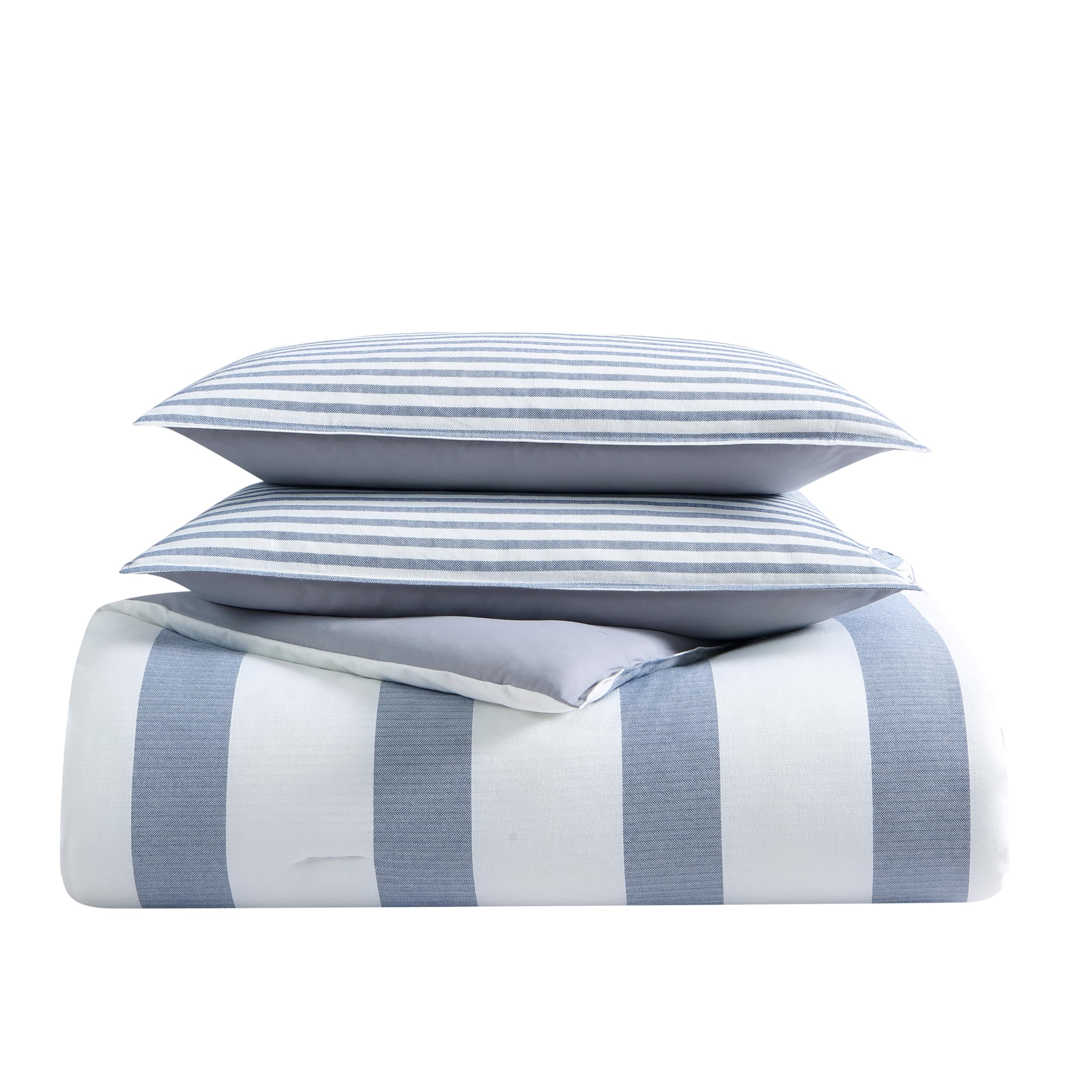 View 1 of Nautica - Queen Comforter Set, Cotton Reversible Bedding with Matching Shams, Mediterranean Inspired Home Decor for All Seasons (Fairwater Blue, Queen)