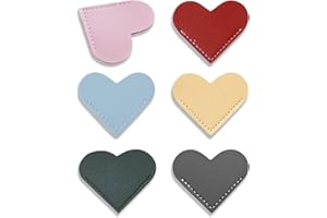 6pcs Leather Bookmarks for Women with Heart Shape, Cute Corner Bookmark, Book Accessories for Reading Lovers, Book Markers for Women, Bookmarks for Book Lovers by HNQCPCVU (Heart)
